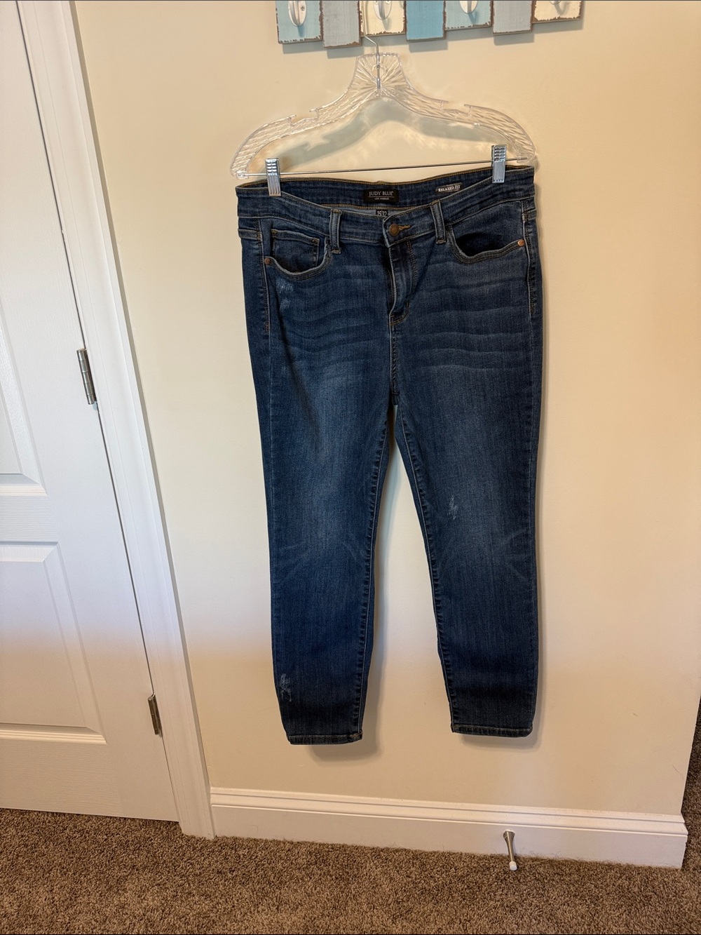 Judy Blue Women’s Distressed Skinny Blue Jeans / Relaxed Fit / Size 15 (32)